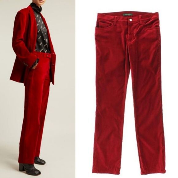 Lauren Ralph Lauren VTG 90s Bright Red Pant Sz 10 Velvety Soft Boot Cut Mid Rise - Picture 2 of 13